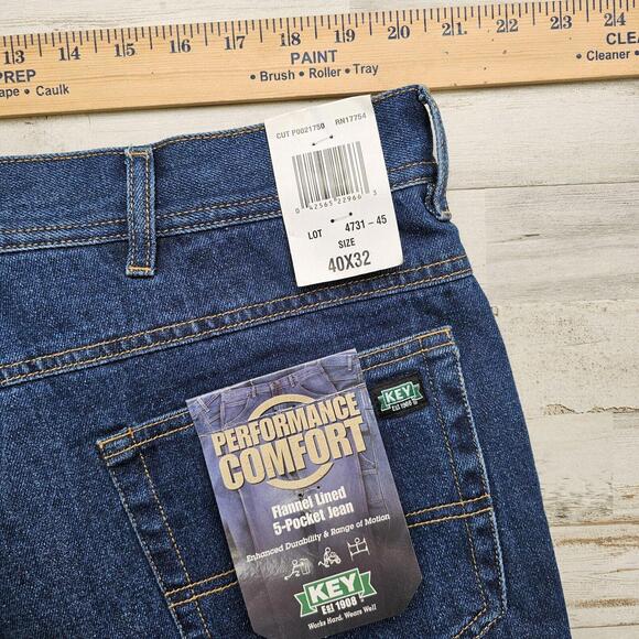 NEW - Key Flannel Lined Men’s Jeans 42x32 Outdoor Winter Hunting Camping - Picture 5 of 7
